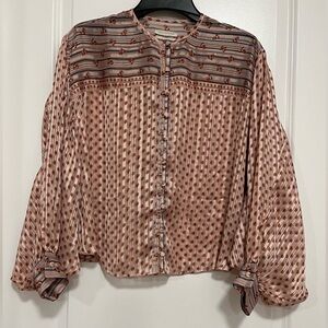 Urban Outfitters Boho Batwing Blouse S | Button Front Cuffed Sleeves